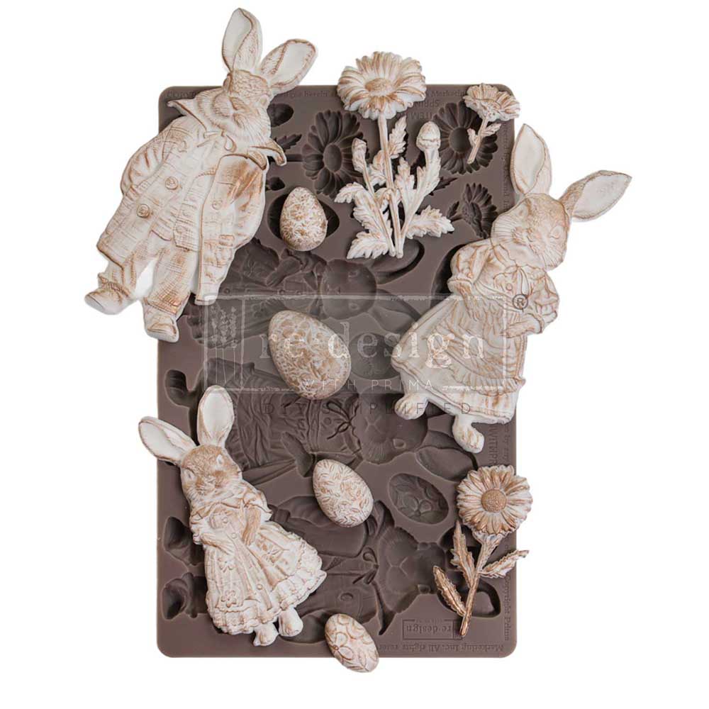 Re-Design with Prima SPRINGTIME BUNNY Decor Moulds Mold Food Safe 5X8 Resin #675967