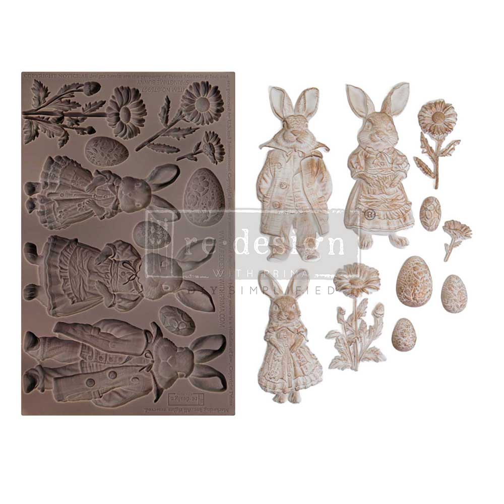 Re-Design with Prima SPRINGTIME BUNNY Decor Moulds Mold Food Safe 5X8 Resin #675967