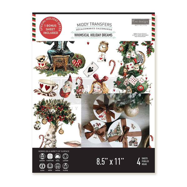 Package of Middy Transfers with whimsical holiday designs on a white background