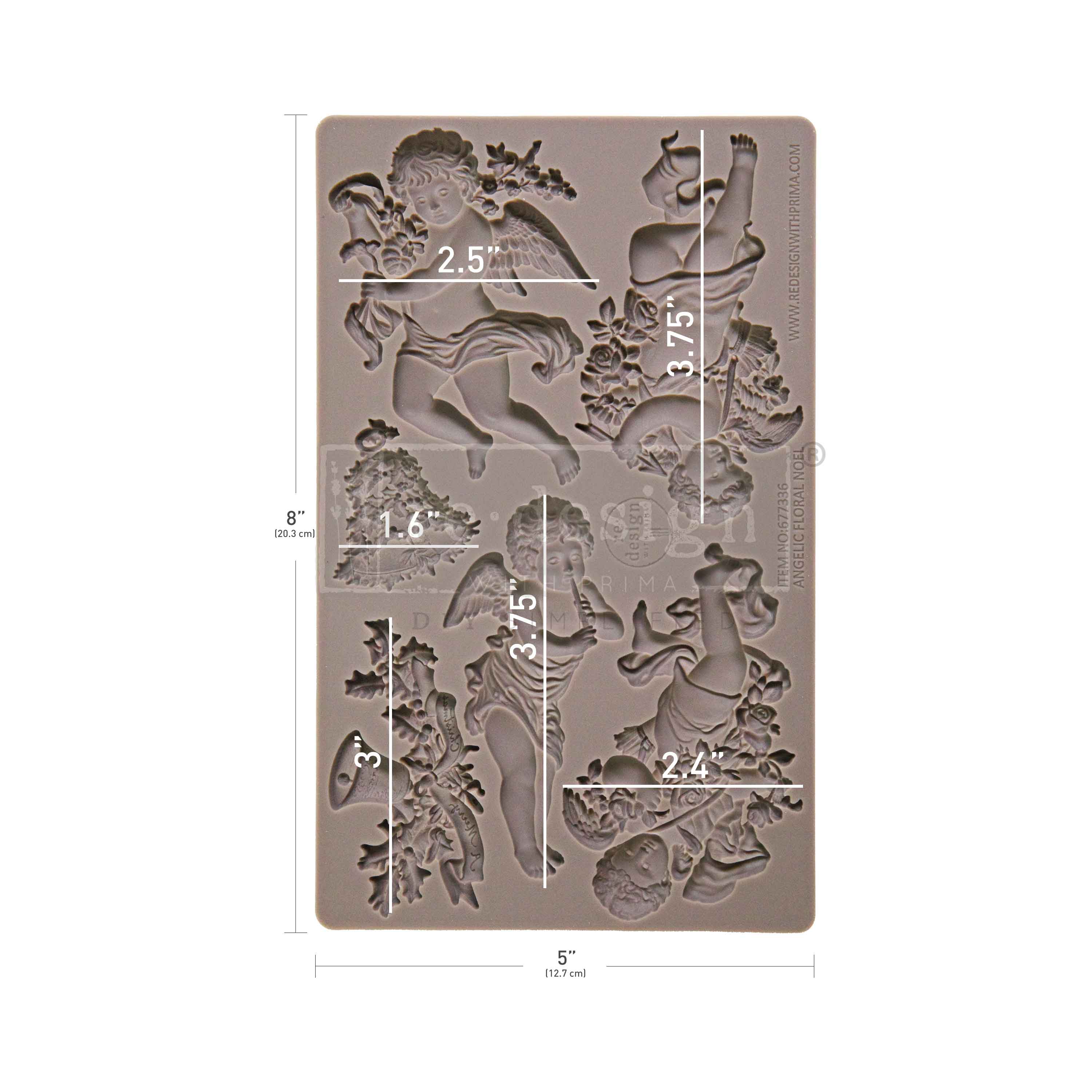 Silicone mold with animal designs and measurements on a beige background