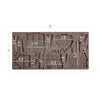 Chocolate mold with architectural shapes and measurements on a white background