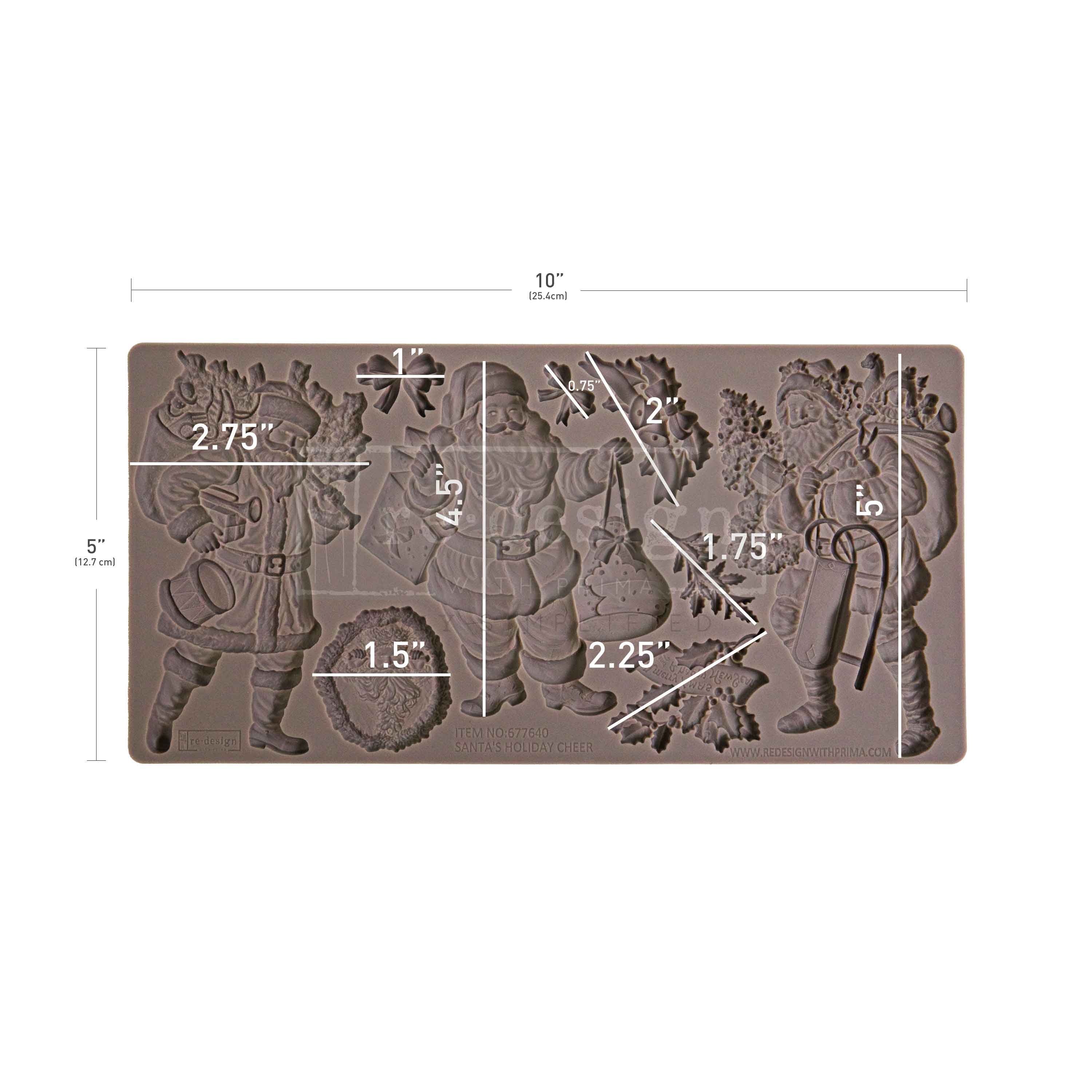Silicone mold with knight designs and measurements on a white background
