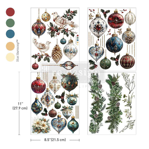 Re-design with Prima GILDED ELEGANCE Christmas 8.5 x 11 Decor Transfers 4 sheets #677947