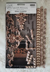 Decorative moulds packaging with decorative elements on a textured background