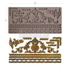 Decorative wall moldings with intricate designs and measurements on a white background