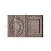 Decorative frame mold with measurements on a white background