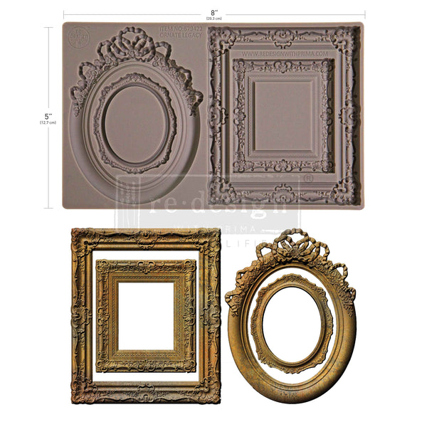 Decorative frames with measurements on a white background