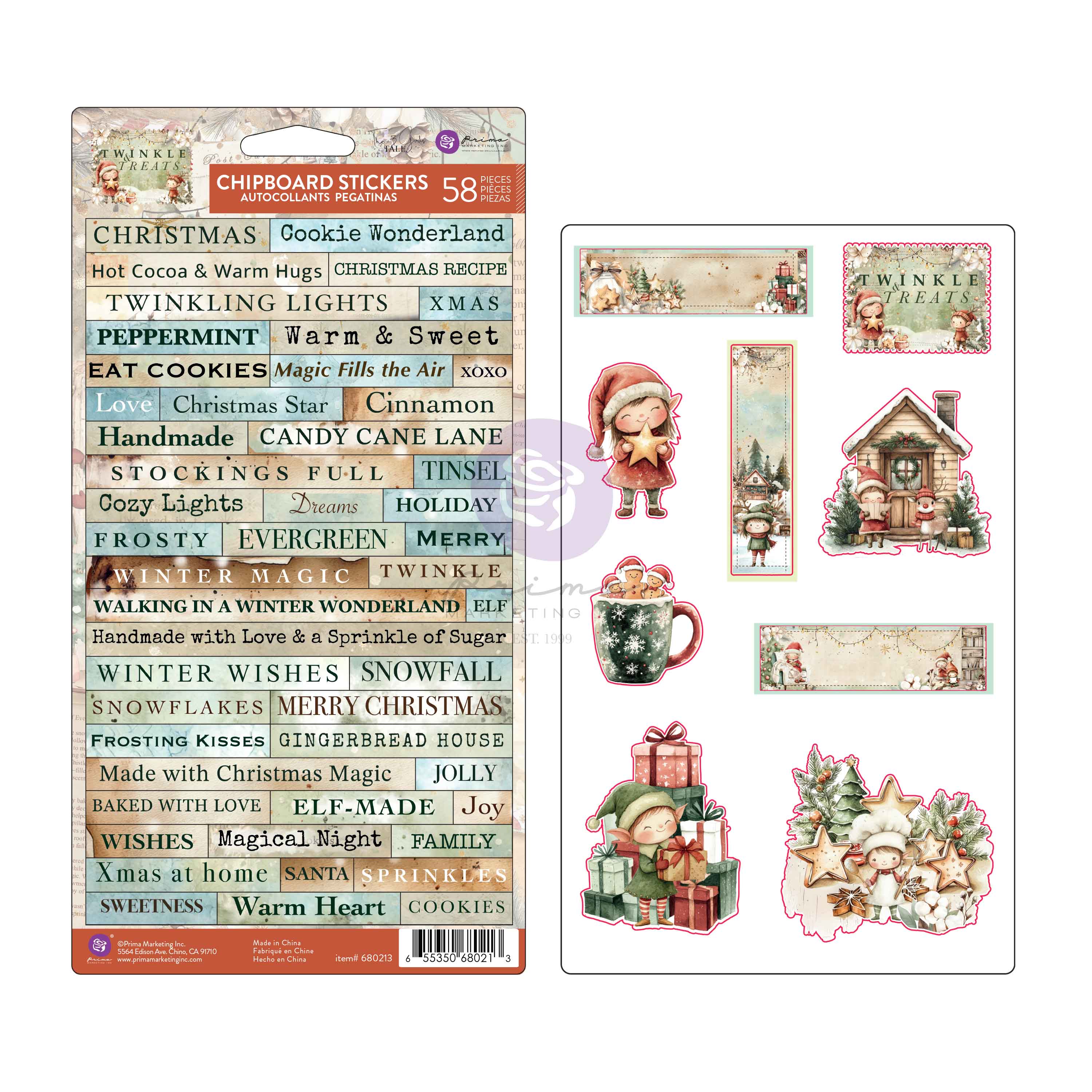Prima TWINKLE & TREATS Collection CHIPBOARD Stickers 58 pcs #680213