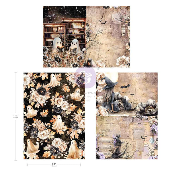 Prima BEWITCHED Halloween A4 Decoupage Decor Tissue paper 3 Sheets #682057