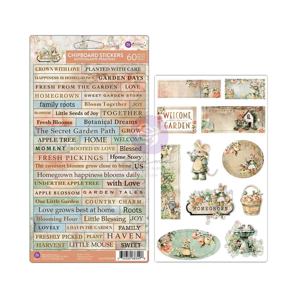 Prima HOMEGROWN Collection CHIPBOARD Stickers  #683498