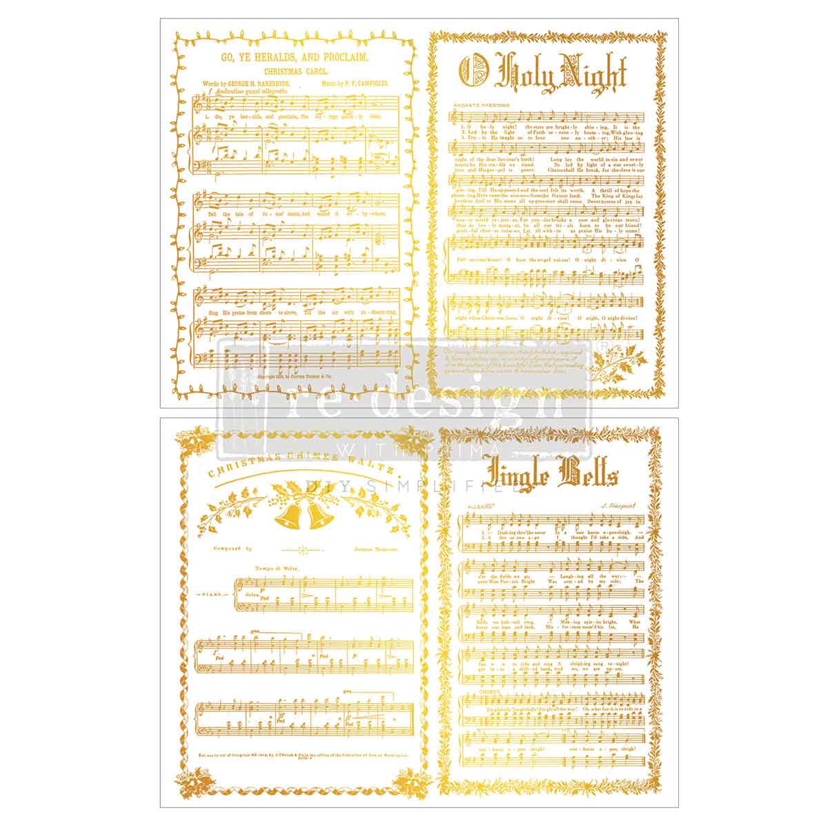Re-design with Prima YULETIDE SYMPHONY 8.5 x 11 Middy FOIL Transfers 2 sheets #684167 Limited Edition