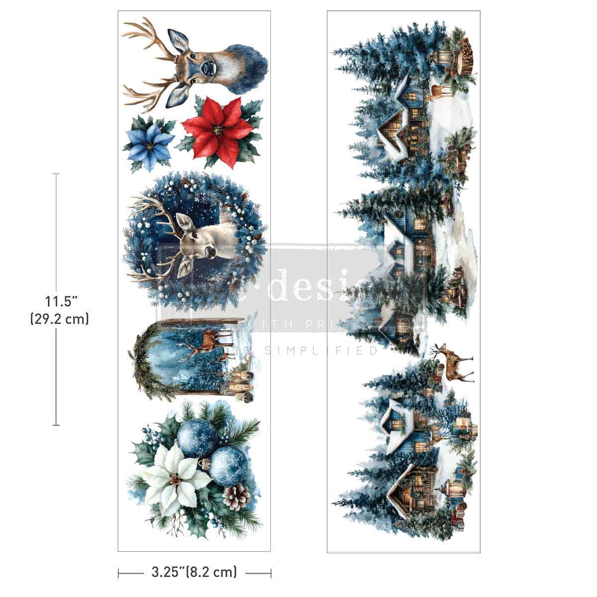 Re-design with Prima BLUE RIDGE WINTER Christmas Luxe Transfers 3.25