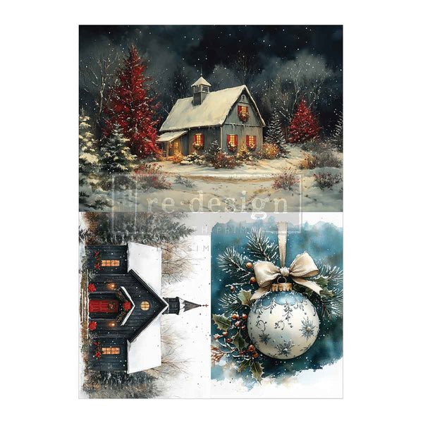 ReDesign with Prima SILENT TIMBER MEMOIRS Christmas A4 Decoupage Fiber 2 Sheets #684563