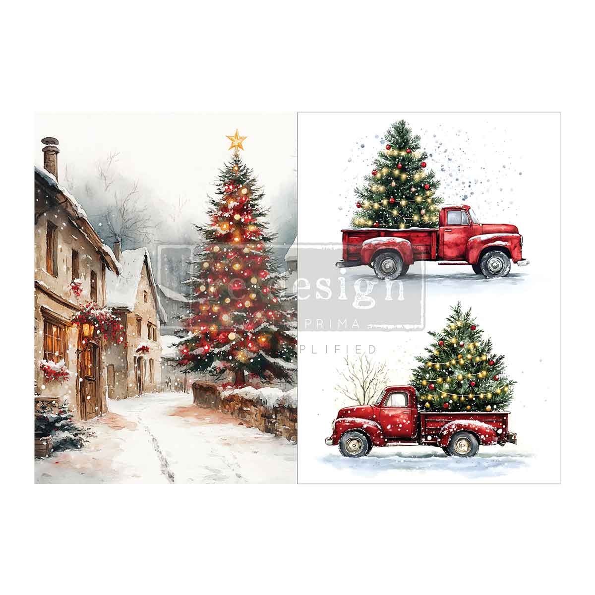 ReDesign with Prima NORTHBOUND TRADITIONS Christmas A4 Decoupage Fiber 2 SHEETS #684570