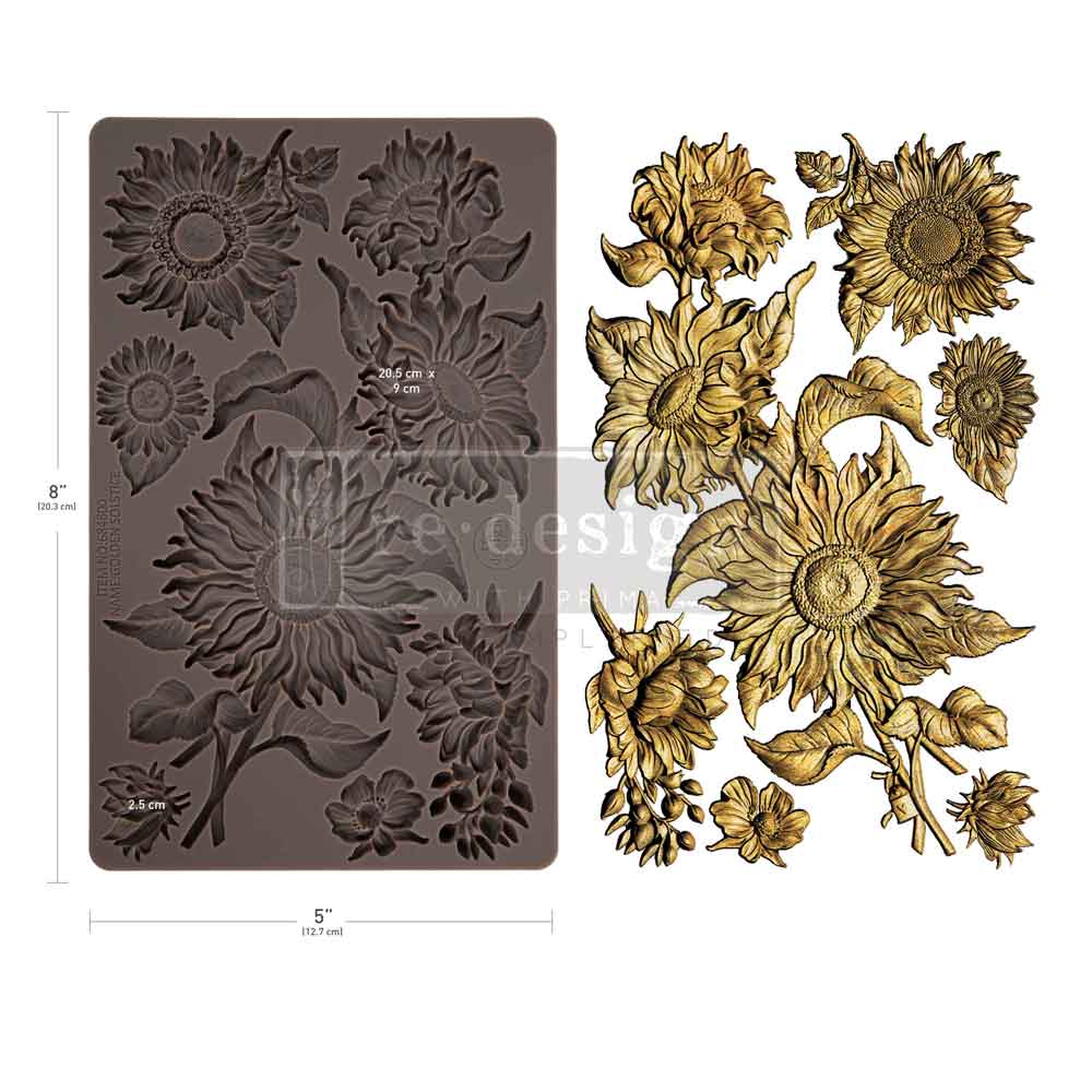 ReDesign with Prima GOLDEN SOLSTICE Sunflower Fall Moulds Food Safe Heat Resistant Resin 5X8