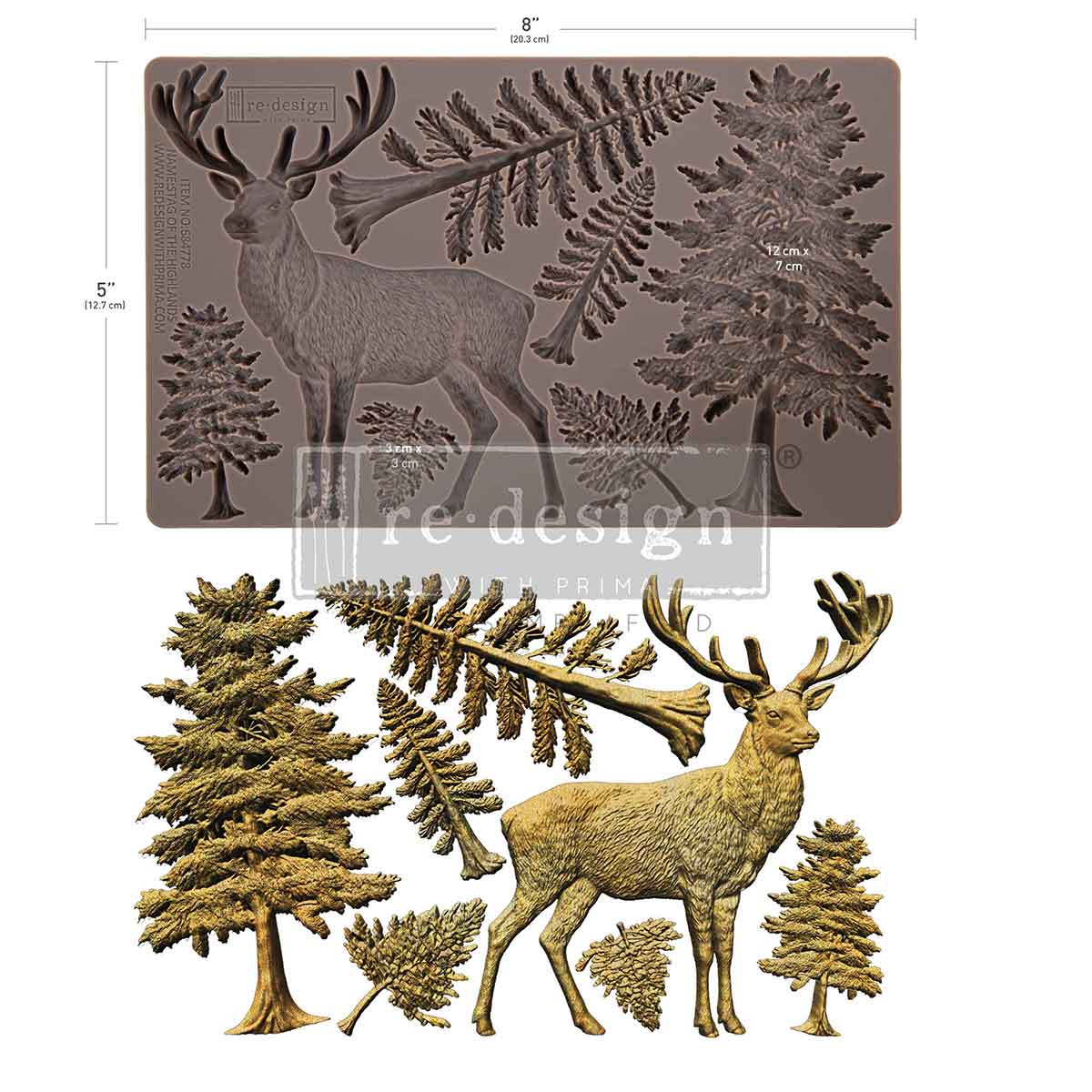 ReDesign with Prima STAG of the HIGHLANDS Christmas Moulds Food Safe Heat Resistant Resin 5X8