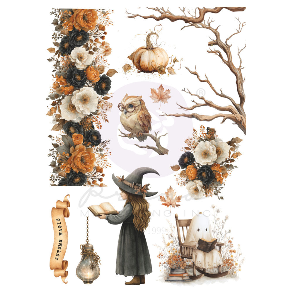 Prima 3 Girls Tale MADE of MAGIC Halloween A4 8.3x11.7 Rub On Transfer #684884