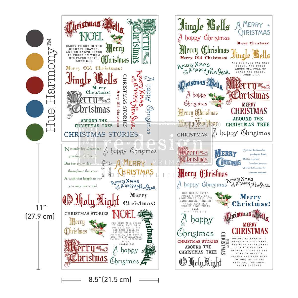 Re-design with Prima NOEL In SCRIPT Christmas 8.5 x 11 Middy Transfers 3 sheets + BONUS Sheet #685911 Limited Edition