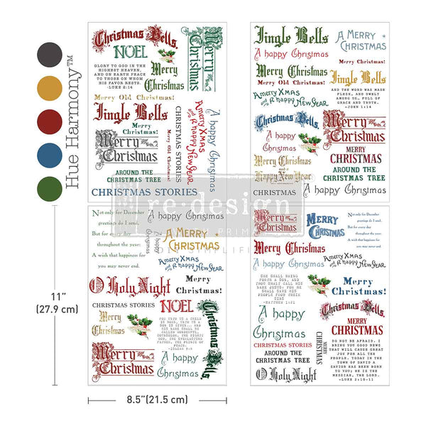 Re-design with Prima NOEL In SCRIPT Christmas 8.5 x 11 Middy Transfers 3 sheets + BONUS Sheet #685911 Limited Edition