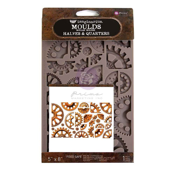 Prima Finnabair HALVES & QUARTERS Gears Imaginarium Moulds Molds 5" x 8" #951399