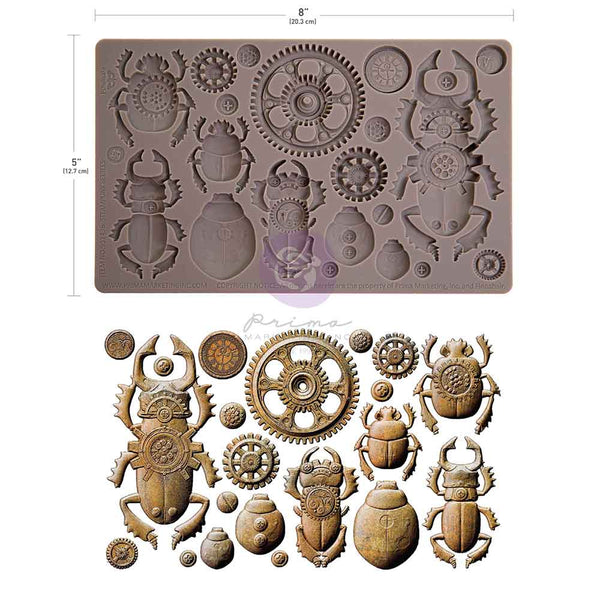 Prima Finnabair STEAMPUNK BEETLES Imaginarium Moulds Molds 5" x 8" #951436