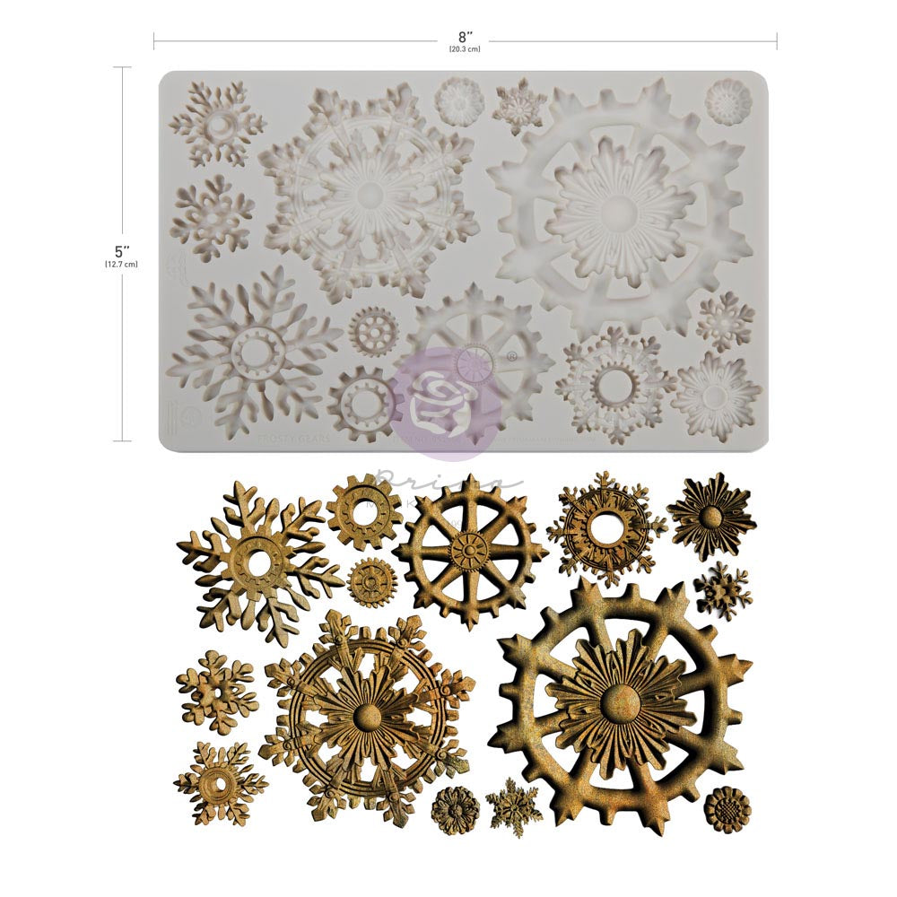 Prima Finnabair FROSTY GEARS Moulds Food Safe Heat Resistant Resin 5X8