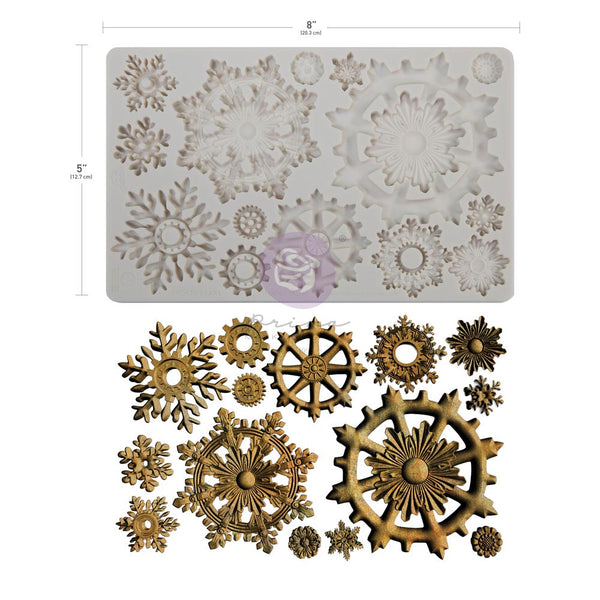 Prima Finnabair FROSTY GEARS Moulds Food Safe Heat Resistant Resin 5X8" #951566