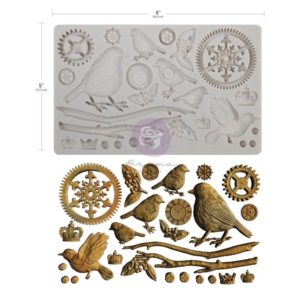 Prima Finnabair MECHANICAL ROBINS Moulds Food Safe Heat Resistant Resin 5X8