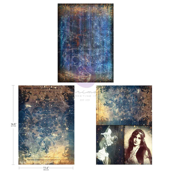 Finnabair Prima NIGHTDREAMING A3 Decoupage Rice Paper 11.7" x 16.5" 3 SHEETS #951740