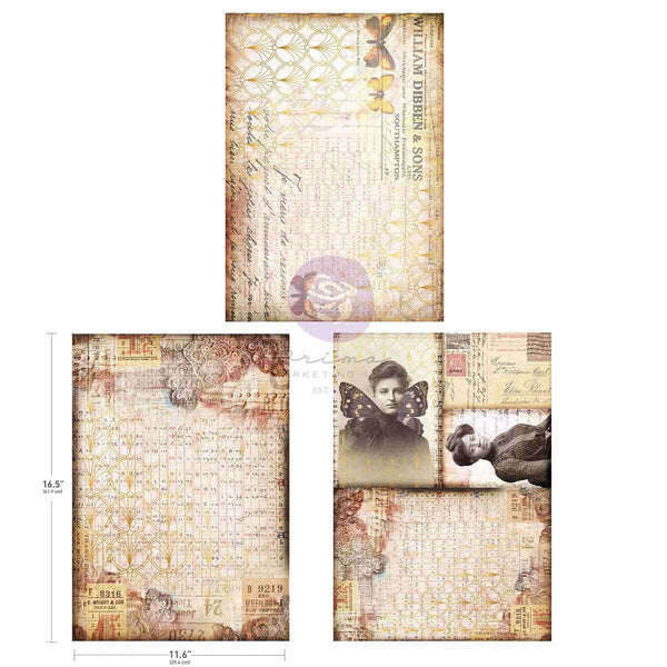 Finnabair Prima SOUTHAMPTON BUTTERFLIES A3 Decoupage Rice Paper 11.7" x 16.5" 3 SHEETS #951764