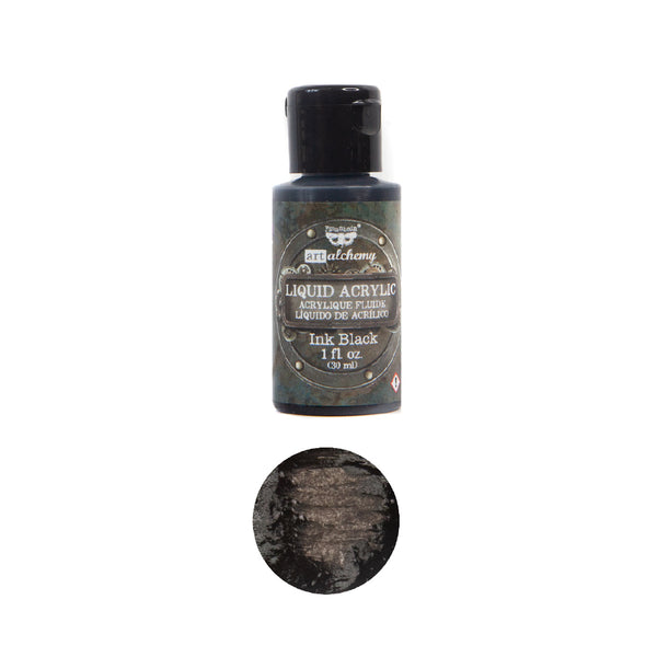 Prima Finnabair Art Alchemy INK BLACK Liquid Acrylic Paint 1 oz. #967345