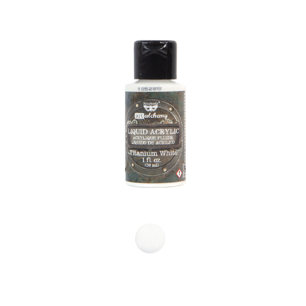 Prima Finnabair Art Alchemy TITANIUM WHITE Liquid Acrylic Paint 1 oz. #967352