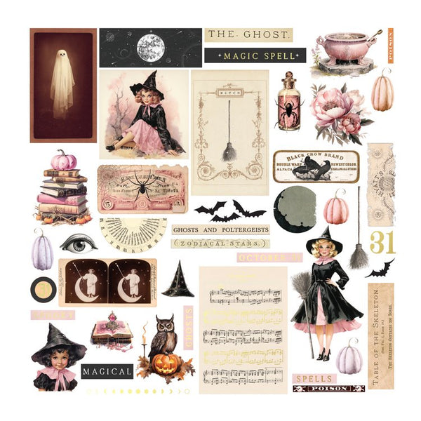 Prima MAGIC SPELL Halloween BEWITCHING Ephemera with Foil  90 pcs #981716