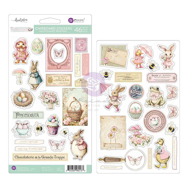 Prima SWEET SPRING Collection CHIPBOARD Stickers w/foil accents #982133