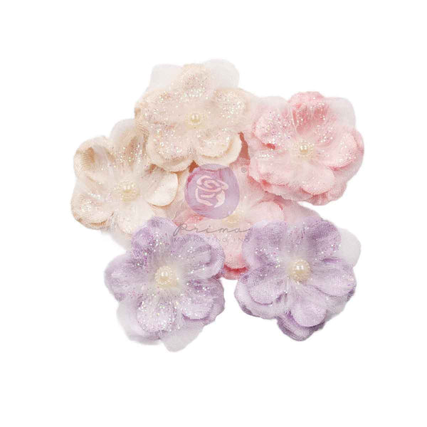 Pastel-colored FLOWERS on a white background