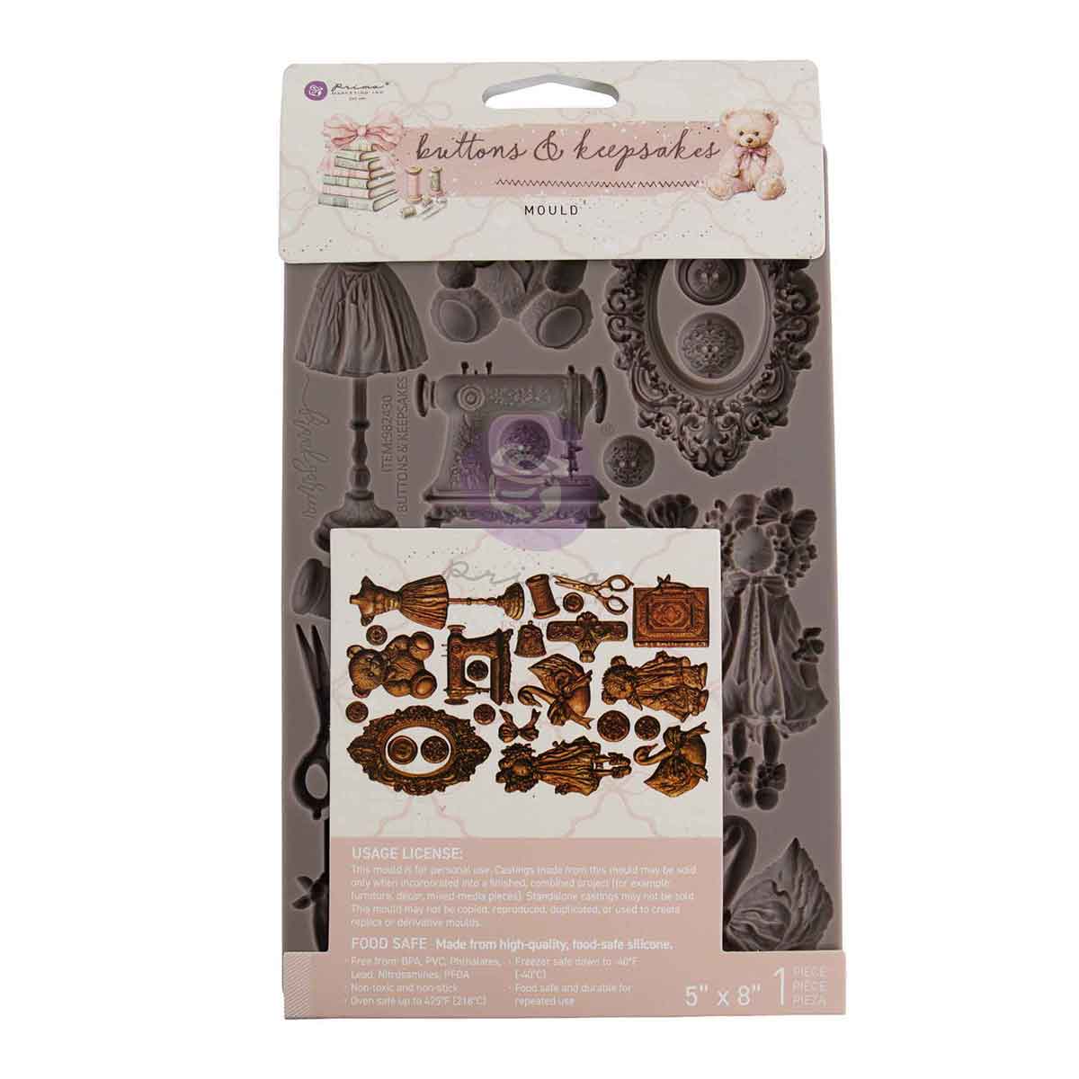 Prima BUTTONS & KEEPSAKES Moulds Food Safe Heat Resistant Resin 5X8