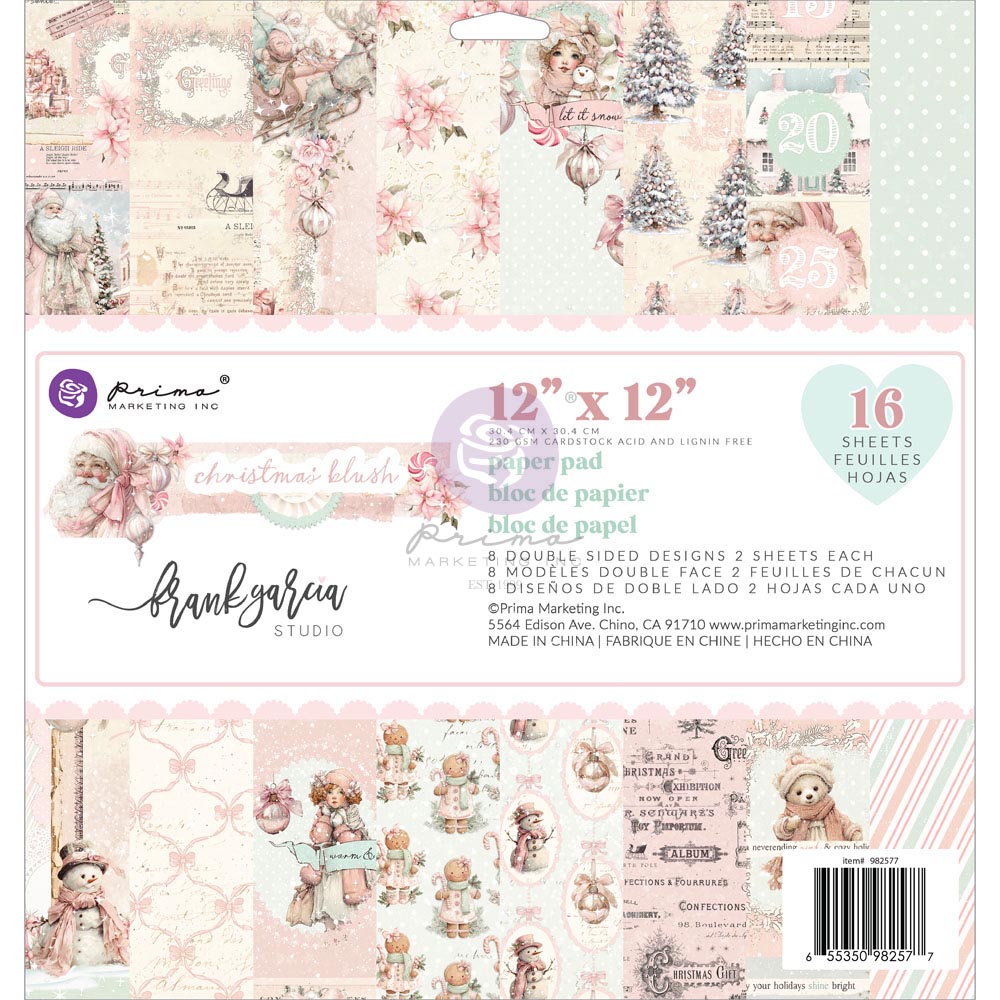 Prima - CHRISTMAS BLUSH Collection - 12x12 Paper Pad 16 Sheets #982577