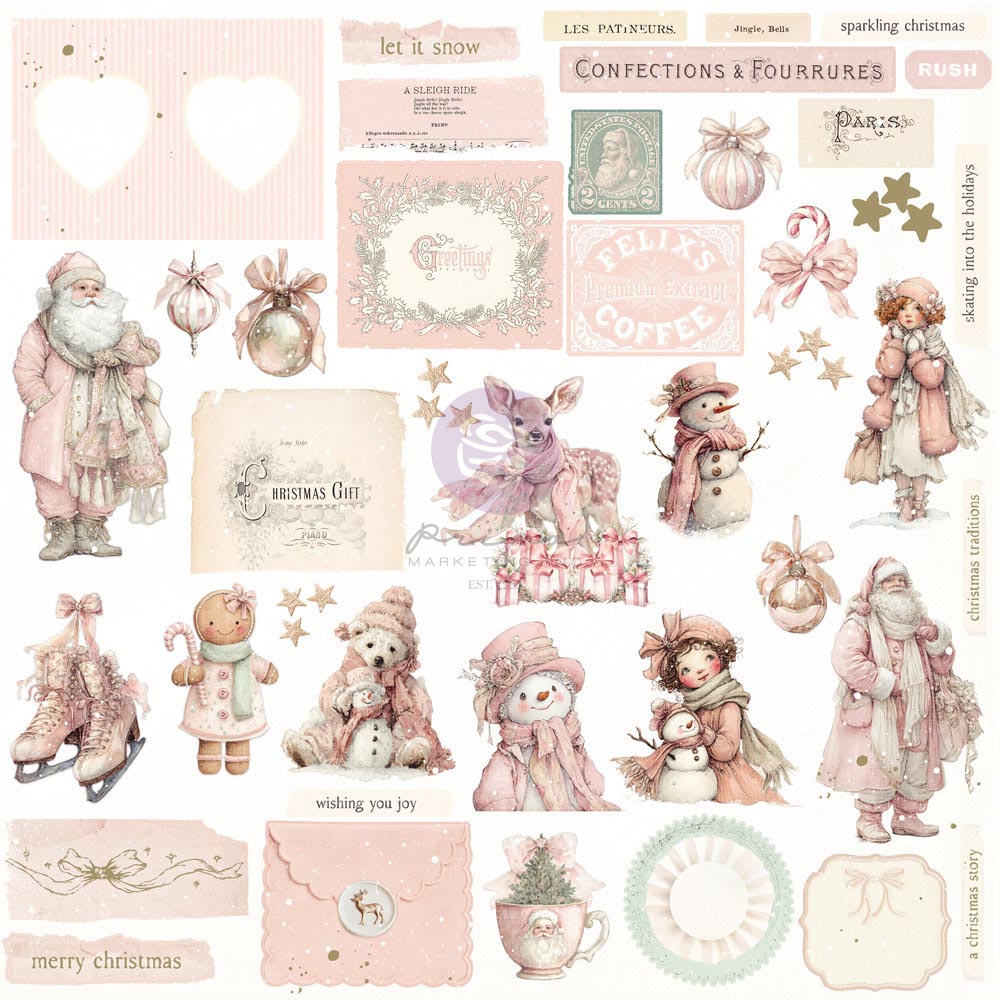 Prima - Christmas Blush Collection FROSTY MEMORIES Ephemera - 100 pcs #982591