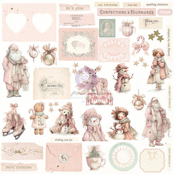 Prima - Christmas Blush Collection FROSTY MEMORIES Ephemera - 100 pcs #982591