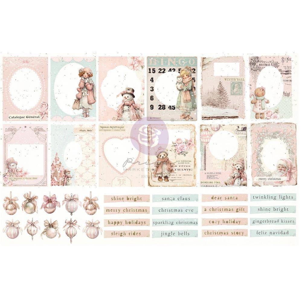 Prima - Christmas Blush Collection FROSTY FRAMES Ephemera - 76 pcs #982614