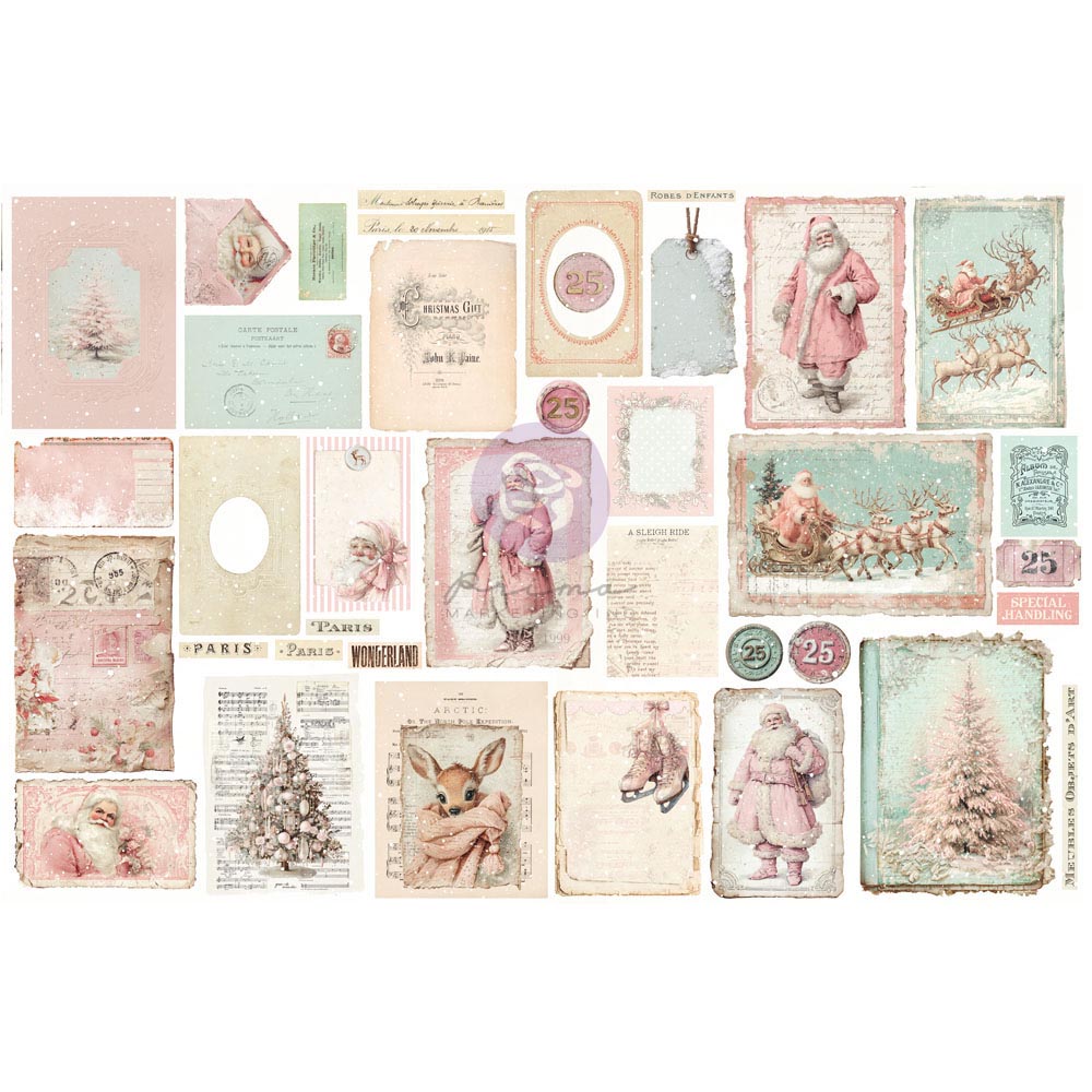 Prima - Christmas Blush Collection JUNK JOURNAL KIT Ephemera - 76 pcs #982621