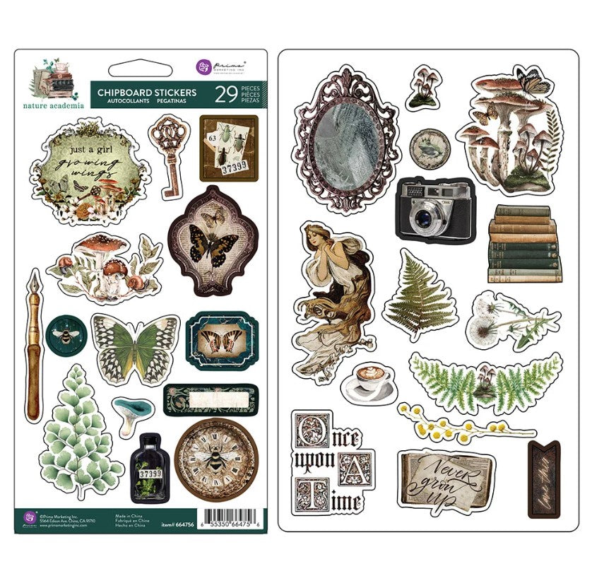 Prima NATURE ACADEMIA CHIPBOARD Stickers 29 pcs #664756