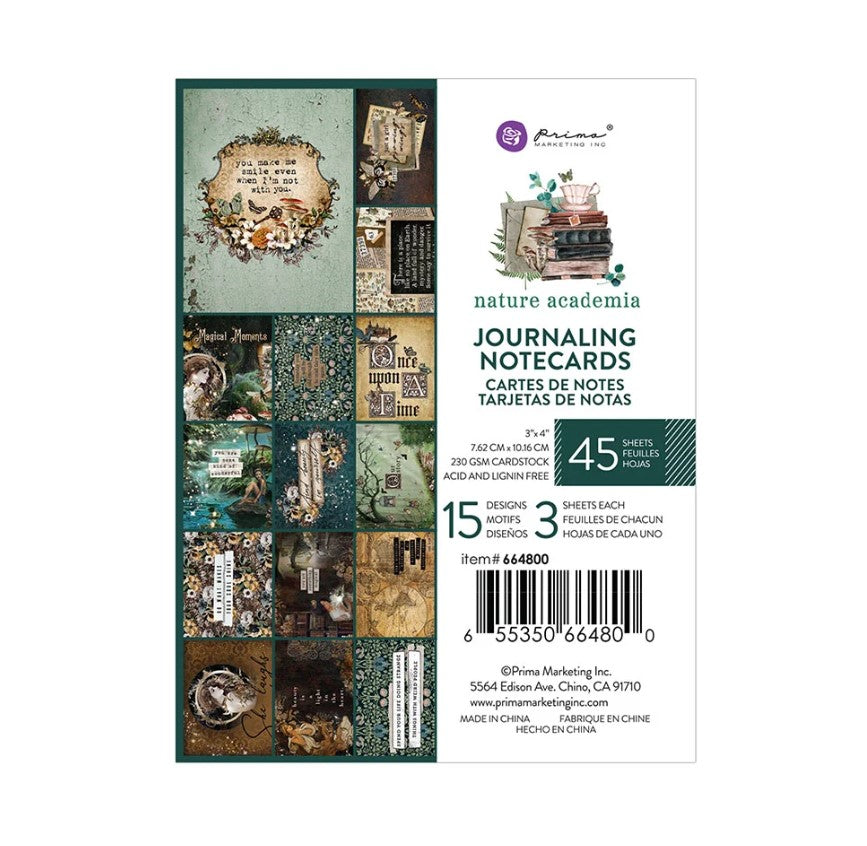 Prima Nature ACADEMIA Collection JOURNALING NOTECARDS 3x4 #664800