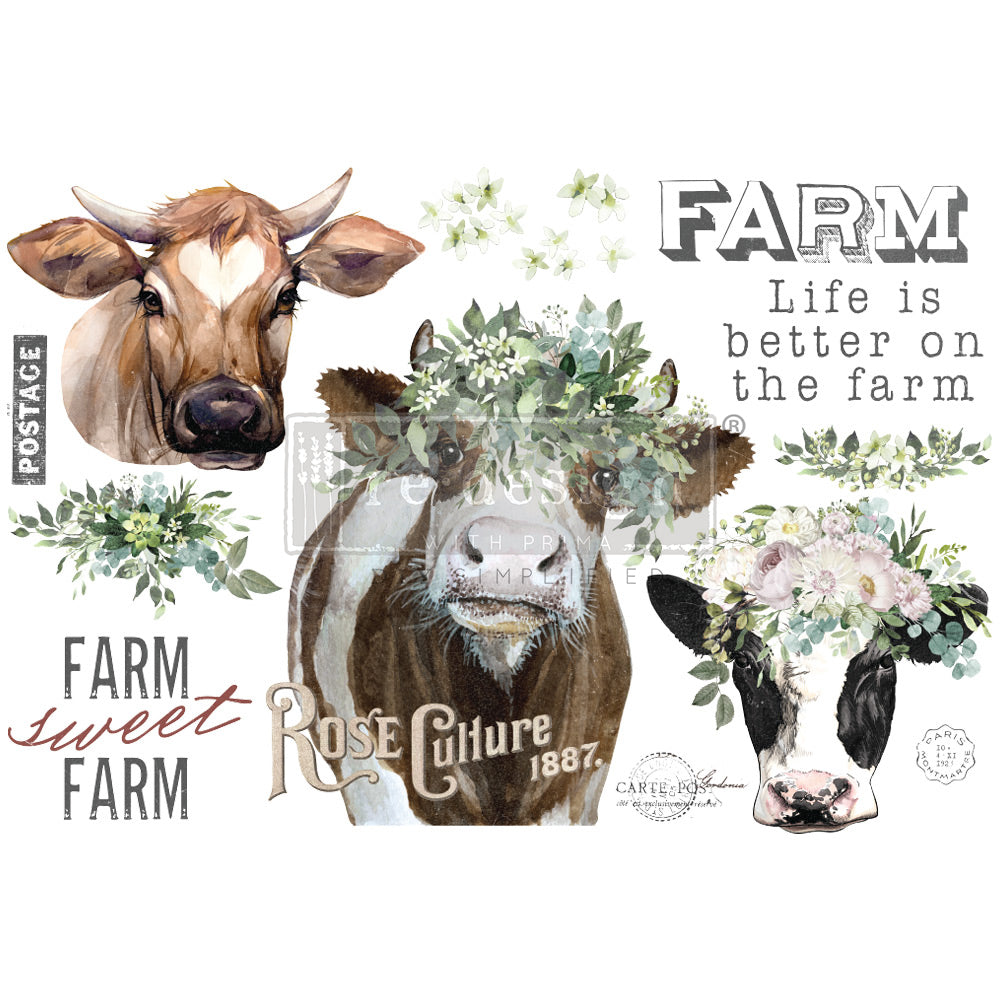 Re-design with Prima GOLDEN FIELDS FARM Decor Transfer 24