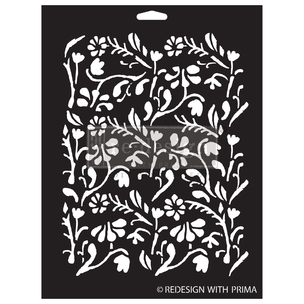 Re-Design with Prima LITTLE MEADOW Decor Stencil 9 x 12