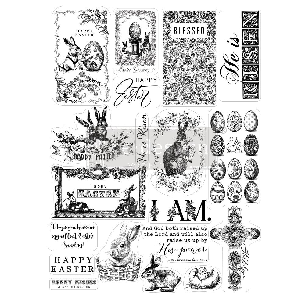 Re-Design with Prima EASTER Decor Stamps Clear Stamps 8.5x11 #670634