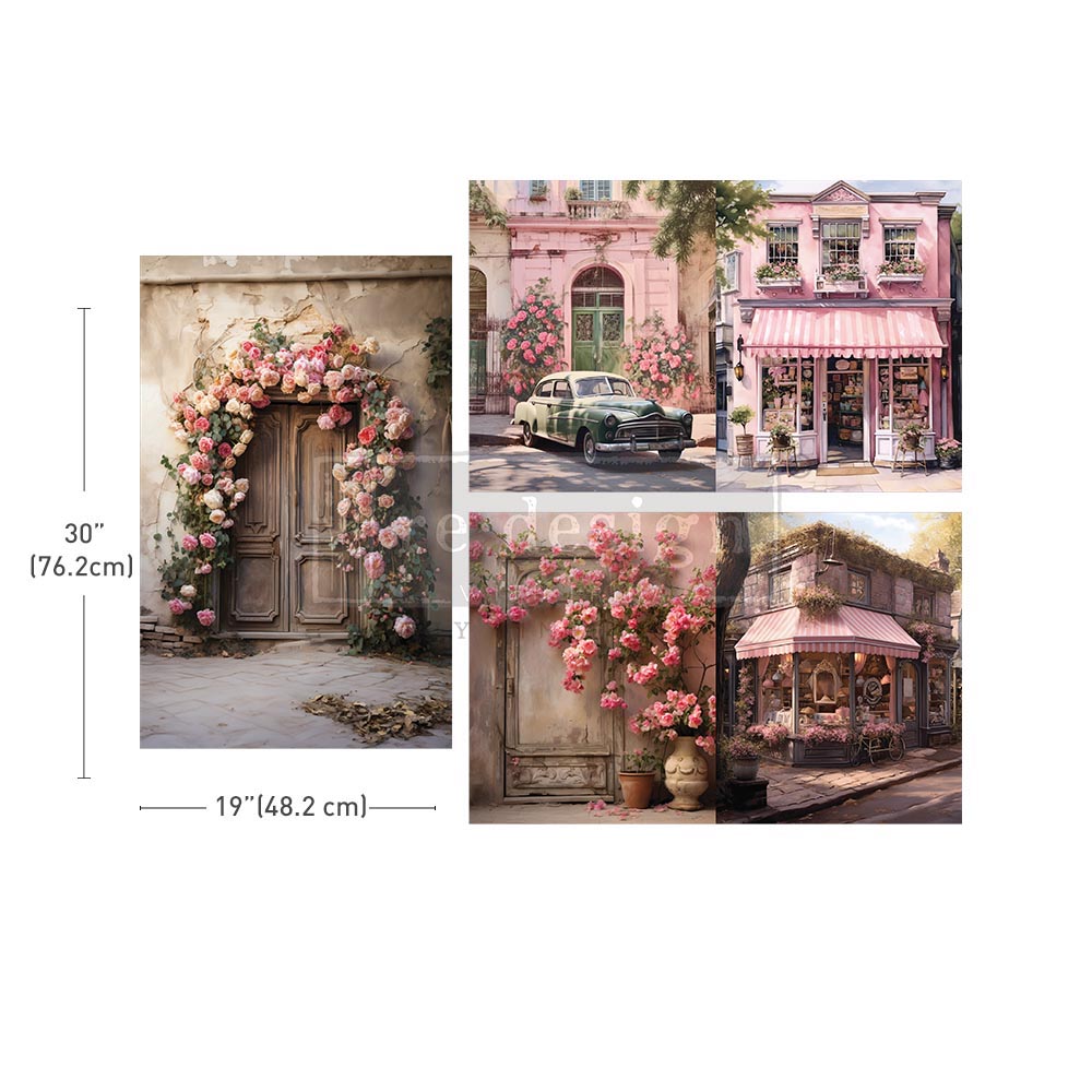 ReDesign with Prima BLUSH BLOSSOM BOULEVARD Decoupage Decor Tissue Paper 3 sheets 19.5