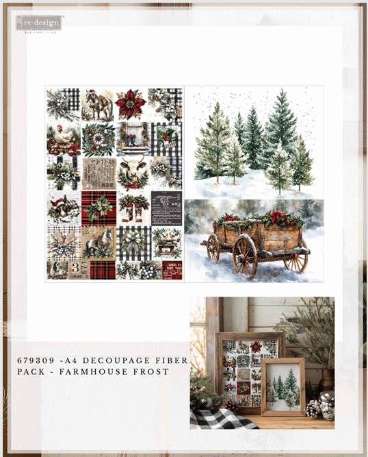ReDesign with Prima FARMHOUSE FROST Christmas A4 Decoupage Fiber #679309