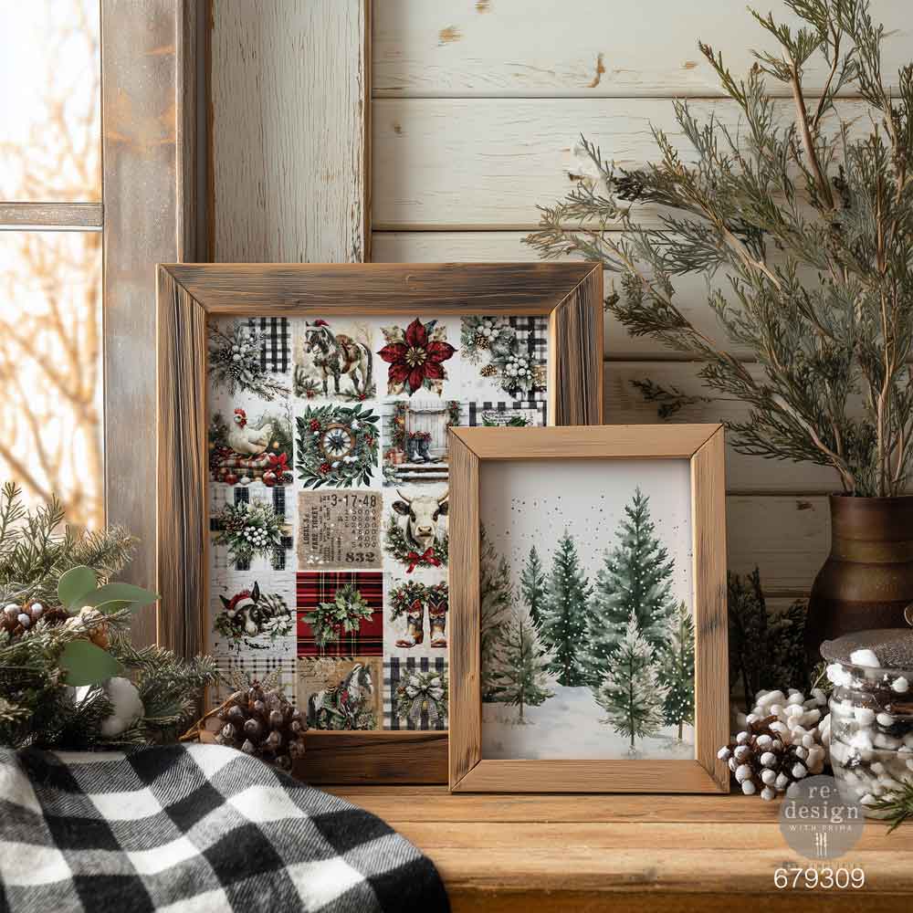 ReDesign with Prima FARMHOUSE FROST Christmas A4 Decoupage Fiber #679309