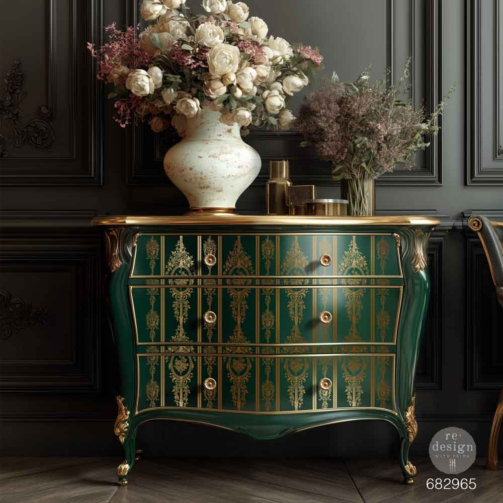 Re-design with Prima Kacha Gold Foil CHATEAU FILIGREE Decor Transfer 18